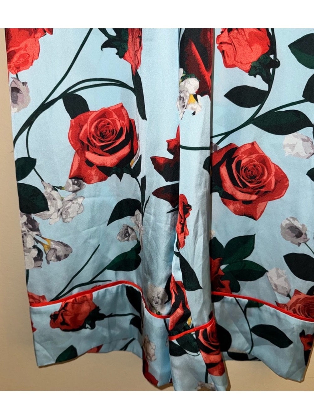 Alice + Olivia Blue Elba Floral Crop Satin Pull On Pants Size XS - Picture 6 of 12